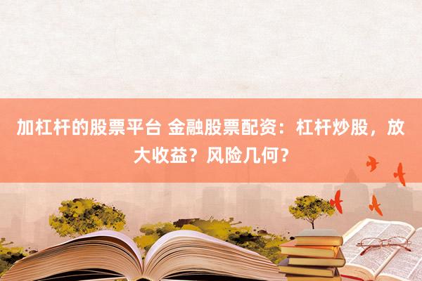 加杠杆的股票平台 金融股票配资：杠杆炒股，放大收益？风险几何？