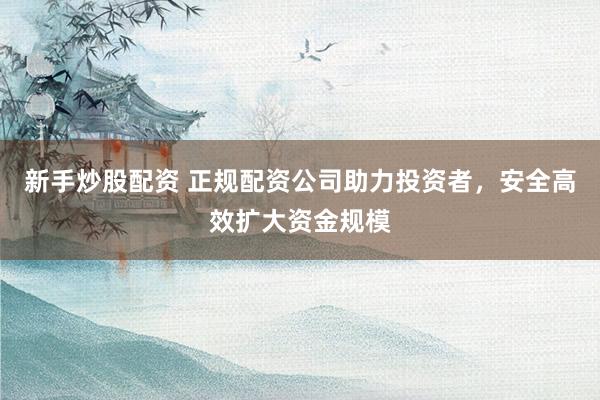 新手炒股配资 正规配资公司助力投资者，安全高效扩大资金规模