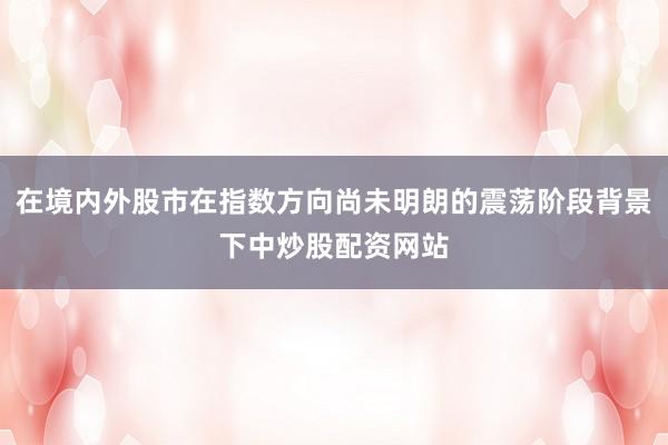 在境内外股市在指数方向尚未明朗的震荡阶段背景下中炒股配资网站