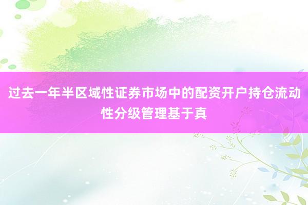 过去一年半区域性证券市场中的配资开户持仓流动性分级管理基于真